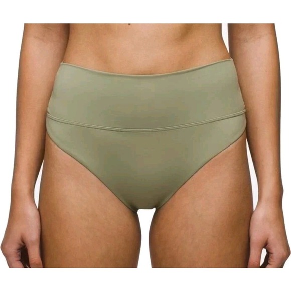 NWT NEW Prana Aurelia High Waist Swim Bikini Bottom Green Ruched Back XS MSRP$65 - Picture 1 of 8